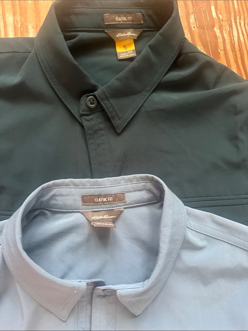 Eddie Bauer Two-Pack Wemans Button-Down Shirt Set — Slate Blue & Dark Teal - Picture 2 of 4